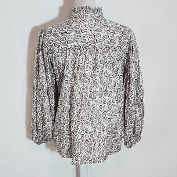 Gap Black and White Print Button Down Blouse Size Medium Gap Cotton Blouse - Picture 5 of 9